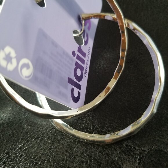Claire's Clip-on Silver Hoop Earrings - Picture 6 of 7